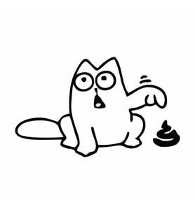 Komik Kedi Klozet Sticker Siyah 18x12 cm
