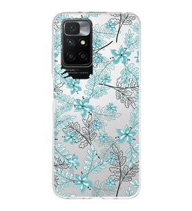 Redmi 10 2022 Uyumlu Kapak Floral Su Yeşili Tasarımlı Şeffaf Silikon Kılıf