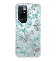 Redmi 10 2022 Uyumlu Kapak Floral Su Yeşili Tasarımlı Şeffaf Silikon Kılıf