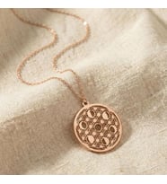 Kişiye Özel 925 Ayar Gümüş Yaşam Çiçeği Tasarım Ay Evreleri Kolye (Rose)