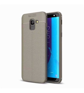Samsung Galaxy J6 Kılıf Esnek Pu-Deri Leather-Pu Serisi Protected Case (Gri)
