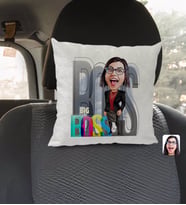 BK Gift Kişiye Özel Kadın Big Boss Karikatürlü Kare Araç Koltuk Yastığı-1