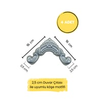 Dekoratif Polimer 2,5 cm Duvar Çıtası Uyumlu Köşe Motifi (Gümüş)