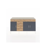 Kronos Konsol 2 Raflı 5 Çekmeceli 3 Kapaklı 176x59x99 Aytaşı-Antrasit/Çam