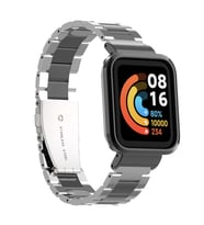 Lexroo Xiaomi Redmi Watch (Mi Watch Lite) KRD-60 Metal Kordon - Gümüş-Siyah