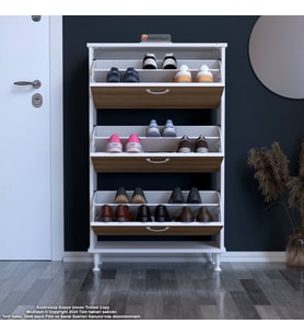 Modilayn VARBİ Kapı Önü 72x 127 x26 cm’ lik 3 Düşer Kapak 6 Göz Raf Bölmeli Ayakkabılık
