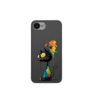 iPhone 16e ile Uyumlu Splash Kedi Tasarımlı Şeffaf Silikon Kılıf