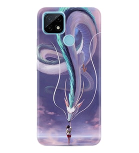 Realme C11 C21 C21Y C25Y C11 2021 Kılıf Desemli Silikon Kız ve Ejderha 1742