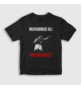 Presmono Unisex Çocuk Siyah Great Boxing Boks Muhammad Muhammed Ali T-Shirt 509162tt