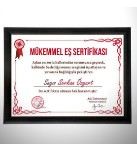 Kişiye Özel Mükemmel Eş Sertifikası