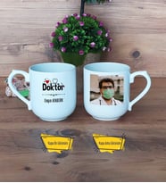 Doktor Kupa Bardak Oval Fotoğraflı Tıp Bayramı Hediyesi Doktora Hediye