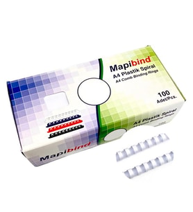 MAPİBİND 10MM PLASTİK SPİRAL BEYAZ 100 AD.