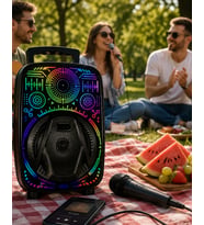 Karaoke Hoparlör RGB LED Işıklı USB FM Radyo Destekli Taşınabilir Speaker