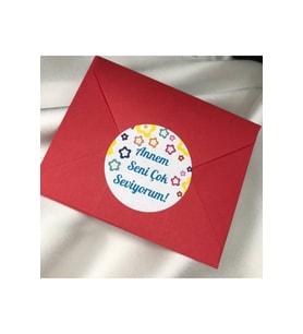 Annem Seni Çok Seviyorum Sticker Anneler Günü Etiket 4 Cm (40 Adet)