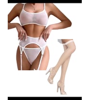Fantezia Night Tegan Fantezi Beyaz Transparan Tül Jartiyer Takımı TG273262