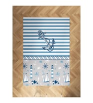 MEKTA HOME BEBEK VE ÇOCUK ODASI Mavi Denizci Desenli Halı