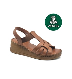Venüs Tog Hakiki Deri Comfort Ortopedik Kadın Sandalet (Taba)