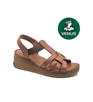 Venüs Tog Hakiki Deri Comfort Ortopedik Kadın Sandalet (Taba)