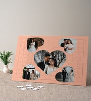 5 Fotoğraflı Kalpli Kişiye Özel Puzzle