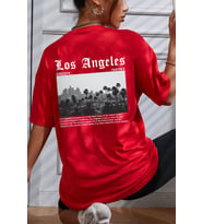 Unisex Los Angles Tasarım T-shirt (Kırmızı)