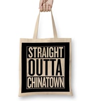 Straight Outta Chinatown White Bez Çanta Uzun Saplı