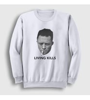 Presmono Unisex Beyaz Living Kills Albert Camus Sweatshirt 554083tt