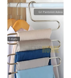 Pantolon Askısı Paslanmaz 5 Katlı Dolap İçi Askılık Krom