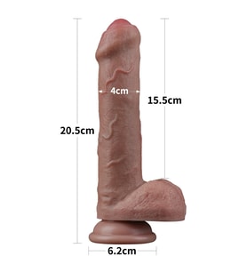 MorGece 20.5 cm Realistik Çift Katmanlı Yeni Nesil Vantuzlu Belden Bağlamalı Melez Dildo Penis