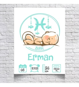 Balık Burcu ve Bebek Temalı Yaş Panosu