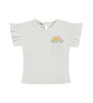 Civil Baby Çiçek Cep 6-18 Ay Tişört - Ekru