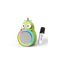 Avokado Figürlü Mini Karaoke Hoparlör Mikrofonlu Taşınabilir Kablosuz Ses Sistemi LED Işıklı (Yeşil)