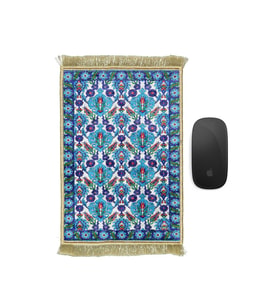 Bursa İpek Turkuaz Dekoratif Küçük Halı Mousepad