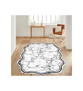 Rovigo Home Dijital Baskı Yıkanabilir Kaymaz Taban Halı RVG7037-HT794 100x200 cm (Beyaz)