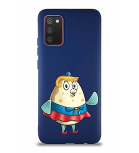 Samsung Galaxy A02S Soft Premier Kapak Bayan Puff Tasarımlı Silikon Kılıf - Lacivert (Şeffaf)
