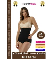 #Korse 2 Beden İncelten Lazer Kesim İz Göstermeyen Kaymaz Toparlayıcı Yüksek Bel Slip Korse - 4 Adet