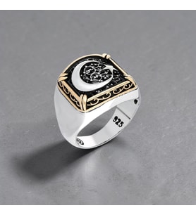 925 Ayar Gümüş Ayyıldız Telkari Model Erkek Yüzük
