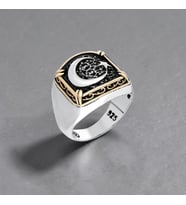 925 Ayar Gümüş Ayyıldız Telkari Model Erkek Yüzük