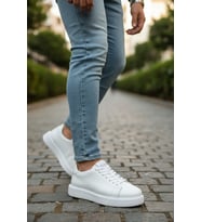 Enoch Erkek Floter Deri Dokulu Hafif Yüksek Tabanlı Klasik Sneaker Comfort Ayakkabı