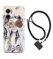 Xiaomi Redmi Note 11E Kılıf Resimli Boyun Askılı İpli Desenli Silikon Donut Girl 1408