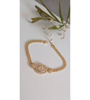 ÇELİK BİLEKLİK XUPİNG ALTIN KAPLAMA DORİKA 14 AYAR GOLD RENK GARANTİLİ KUYUMCU MODEL 18 CM