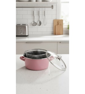Milano Şık Pembe Kızartma Tenceresi 22 cm – 4,5 Lt