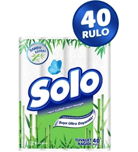 Solo Ultra Tuvalet Kağıdı 40 Lı Paket Rulo MEGA PK Organik Bambu ve Pamuk Özlü