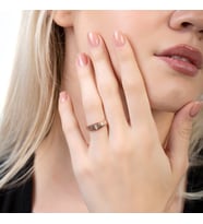 Beyaz Zirkon Taşlı Merdiven Tasarım Rose Renk Free Size 925 Ayar Gümüş Kadın Yüzük