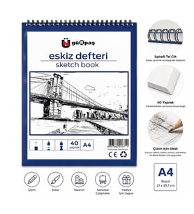 Gürpaş Eskiz Defteri A4 40 Yaprak Spiralli