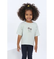 Toontoy Kız Çocuk Panama Beach Baskılı Tişört (Yeşil)
