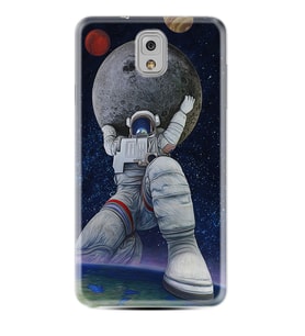 Samsung Note 3 4 5 8 9 20 Ultra 10 Lite Kılıf Desenli Silikon Astronot ve Dünya 1759