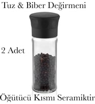 2 Adet Tuz ve Karabiber Değirmeni 2 Adet Cam Gözde Öğütücü Kısmı Seramiktir Tuz Değirmeni