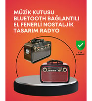 Nostaljik Radyo Görünümlü Bluetooth Hoparlör – FM/AM Yayın, Kablosuz Bağlantı, Şarj Edilebilir