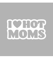 I Love Hot Moms Araba Stickeri siyah 16x8 CM (Beyaz)