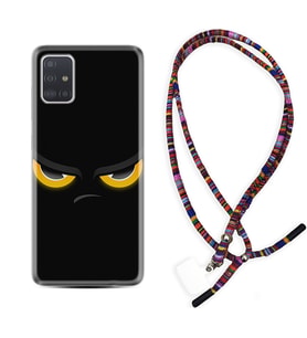 Samsung a71 A72 A73 A7 A9 2018 C7 C9 Kılıf Boyun Asklı Rasta Silikon Black Eyes 1644